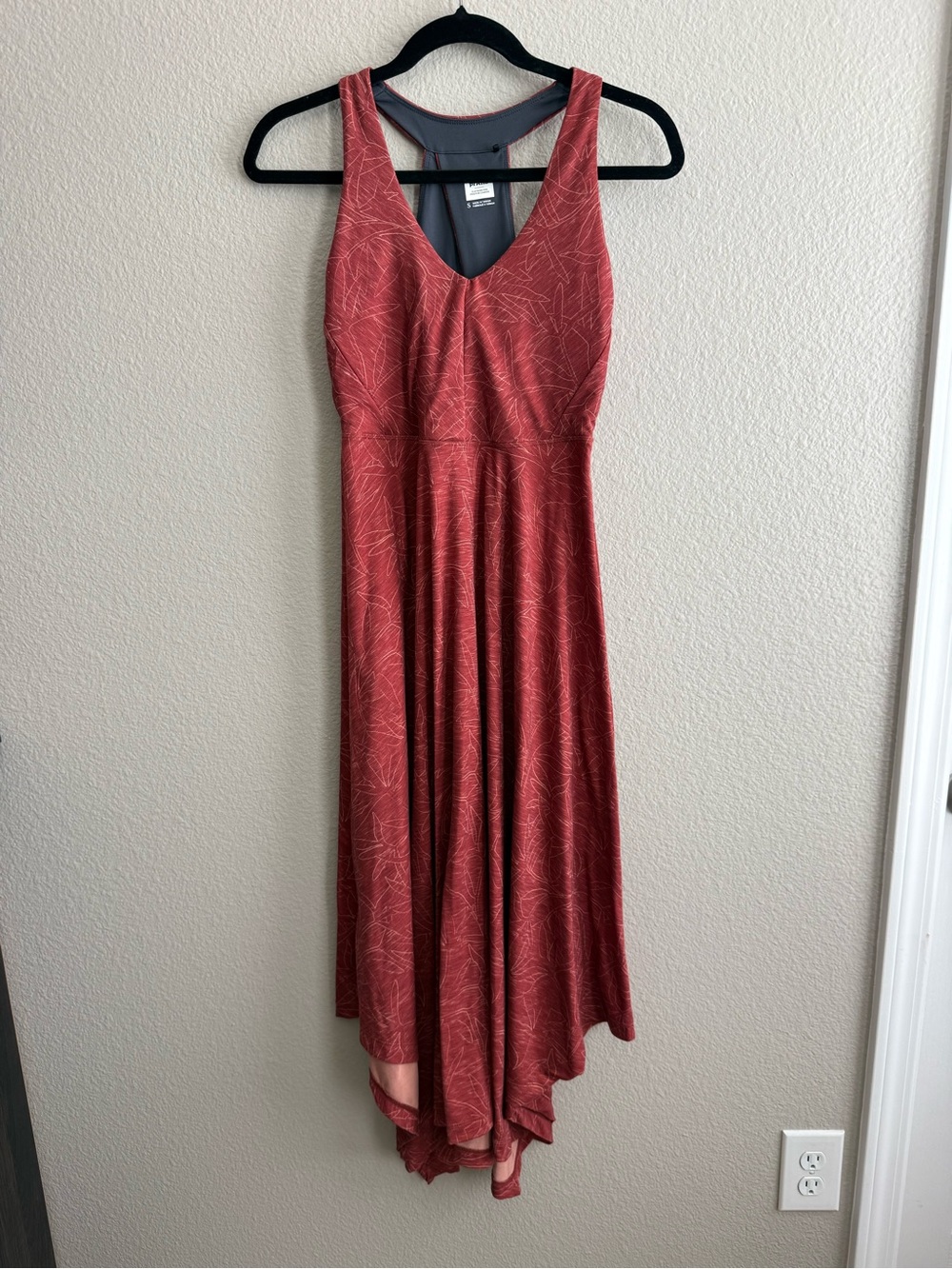 Prana Rust Red High-Low V-Neck Dress